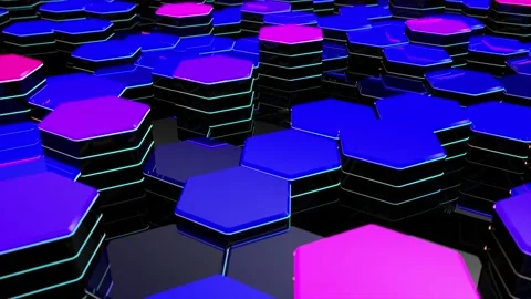 3D equalizer. Movable columns in the form of honeycombs. 3D render. Stock-Footage 151546439