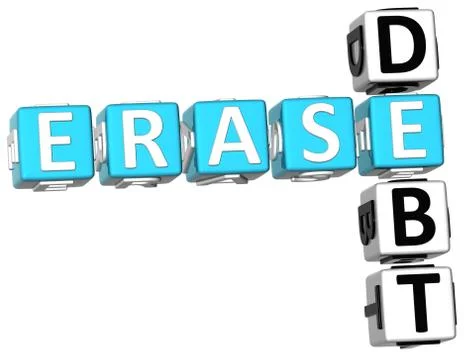 3d erase debt crossword Stock Illustration