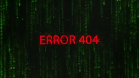 3d error 404 animation. Green code Error matrix screensaver. Stockfoto's