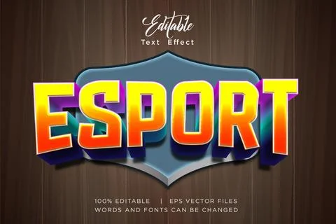 3D Esport Editable Text Effect Gaming Shield Vector EPS Stock Illustration