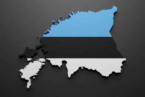3d Estonia map and flag Stock Illustration