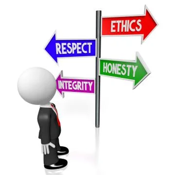 3D ethics, respect, honesty, integrity concept Stock Illustration