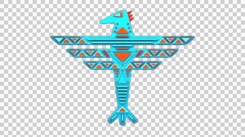 3D ETHNIC TRIBAL EAGLE TOTEM ANIMATION. ALPHA CHANNEL. Stock Footage 47984956