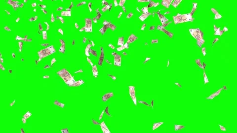 3d euro banknotes falling green screen Видео 317386352