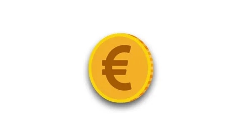 3D euro gold coin loop animation isolated on white background. Vd_1278 Stock Footage 232446727