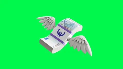 3D Euro Stack with Flapping Wings on Green Screen Stock Footage 282284953