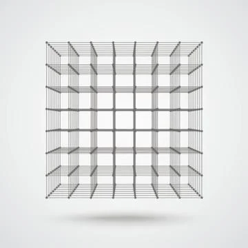 3d Even Cube Connected Dots Stock Illustration