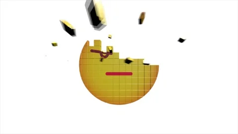 3D evil emoji button Animation with increasing counting of numbers on isolate Stock Footage 153875719