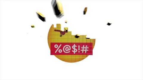 3D evil emoji button Animation with increasing counting of numbers on isolate Stock Footage 153876167