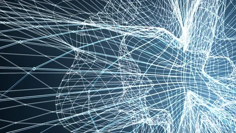 3D evolving mesh shape in futuristic neon lights Stock Footage 103939166