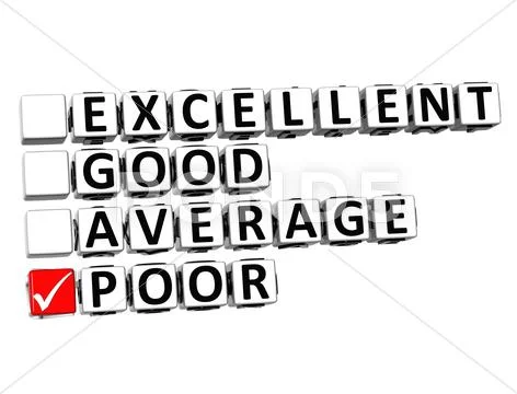 3d excellent good average poor button click here block text Stock Illustration