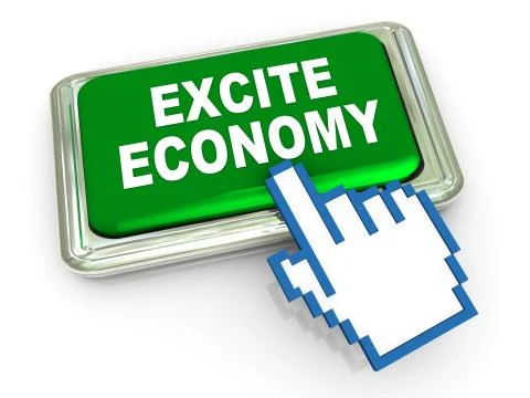 3d excite economy button Stock Illustration