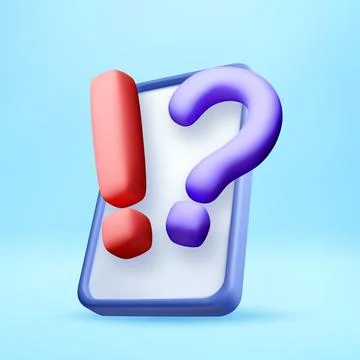 3D Exclamation and question mark on smartphone Ilustração Stock
