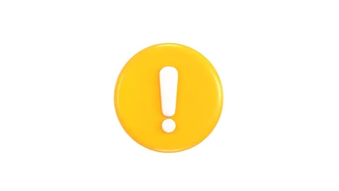 3d exclamation animation with yellow circle button sign warning icon animation Stock Footage 312117817