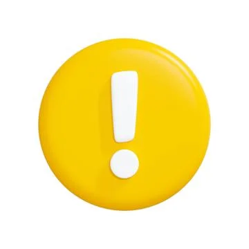 3D Exclamation Mark on Yellow Button, Alert Icon 库存插图