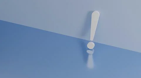 3D exclamation point snunk against the blue wall Stock Illustration