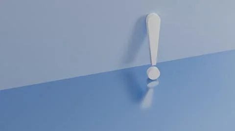 3D exclamation point snunk against the blue wall Stock Illustration