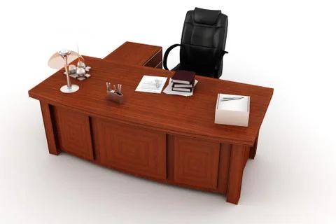 3d executive desk, on white Stock Illustration