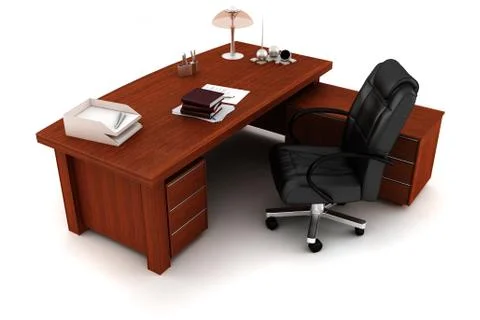 3d executive desk, on white Stock Illustration