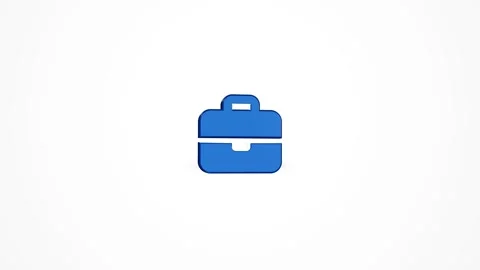 3D Executive Leather Briefcase Icon Animated Loop on White Background 4K Stock Footage 347650955
