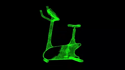 3D Exercise bike rotates on black background. Health beauty concept. Fitness Stock Footage 265309372