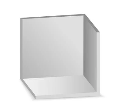 3D exhibition booth corner with empty interior nook, cube stand space with floor Stock Illustration