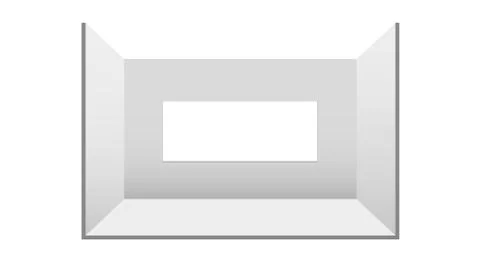 3D exhibition booth. White empty promotional stand with desk. Vector white empty Stock Illustration