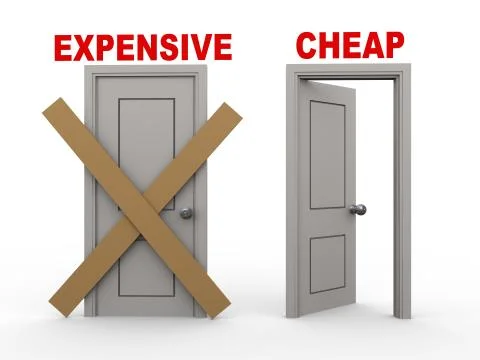 3d expensive and now cheap Stock Illustration