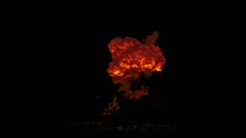 3D explosion animation, disaster or war scene, special effect with alpha Stock Footage 142647237