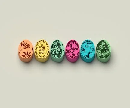 3D EXTRUDED EASTER EGGS 스톡 일러스트