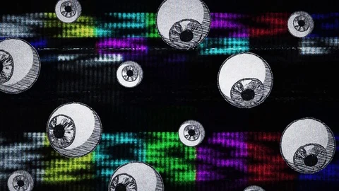 3D Eyeball TV static - vj, loop clubbing Stock Footage 96128733