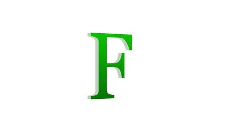 3d F letter logo loopable green color white background Stock Illustration