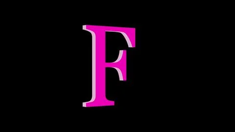 3d F letter logo loopable pink color black background Stock Illustration
