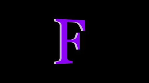 3d F letter logo loopable purple color black background Stock Illustration