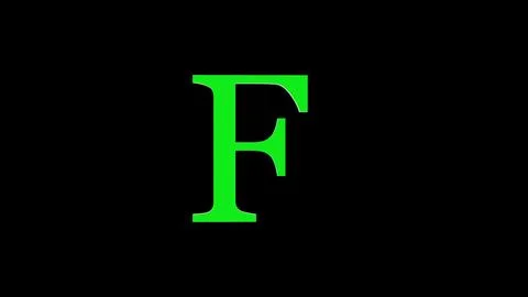 3d F letter logo loopable rotated green color black background Stock Illustration