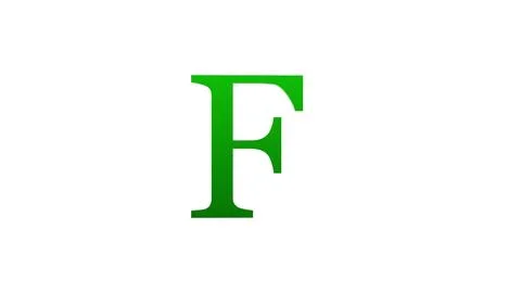 3d F letter logo loopable rotated green color white background Illustrazione stock