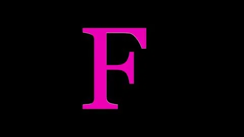 3d F letter logo loopable rotated pink color black background Illustrazione stock
