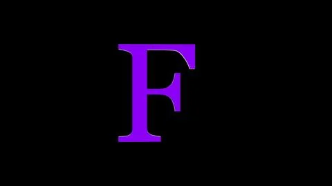 3d F letter logo loopable rotated purple color black background Stock Illustration