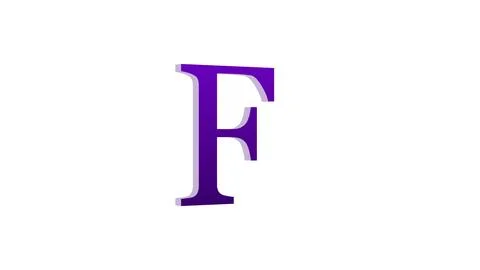3d F letter logo loopable rotated purple color white background Illustrazione stock