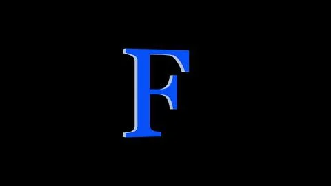 3d F letter logo loopable blue color black background Stock Photos