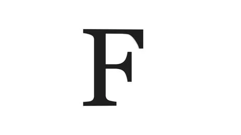 3d F letter logo loopable rotated black color white background Stock Photos