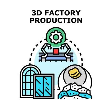 3d factory production vector concept manufacturing process 库存插图