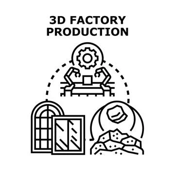 3d factory production vector concept manufacturing process 库存插图