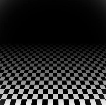 3d Fading checkered plane with perspective. Fade effect with opacity mask, ca Stock Illustration