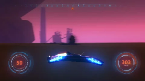 3d fake Video Game. Sci-Fi neon racing gameplay. Part2 Stock Footage 113485676