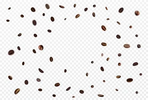 3d falling coffee beans, realistic cafe grain. Abstract seeds in cafeteria de Stock Illustration