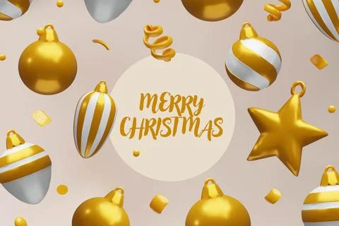 3D falling gold baubles Stock Illustration