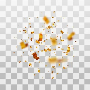3D Falling gold confetti and streamer Stock Illustration