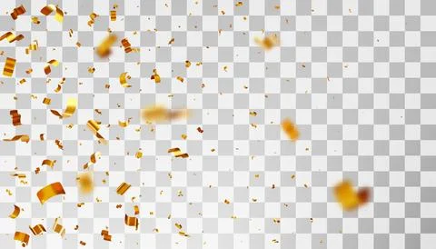 3D Falling golden confetti and streamers Stock Illustration