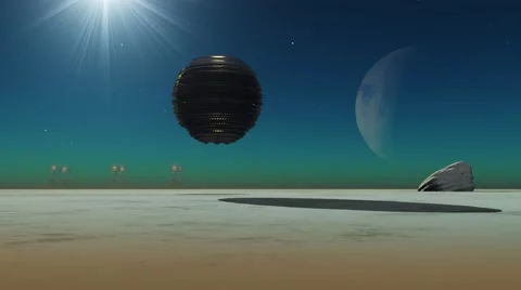 3d fantasy. Alien planet UFO take-off. Stock Footage 59794170